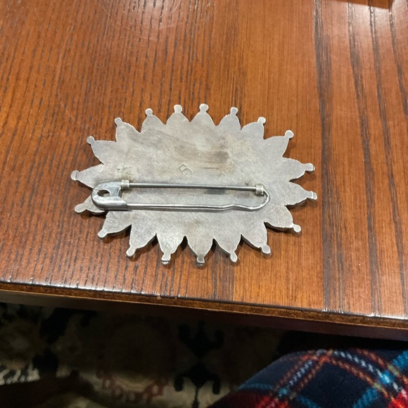 Blue and Silver Turquoise Necklace with Floral Design. Native Made/Signed - Picture 14 of 16